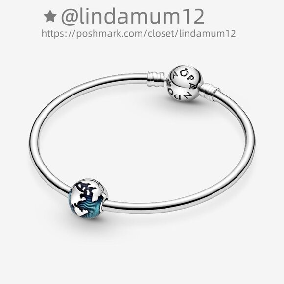 Pandora Blue Globe Clip Charm - Picture 4 of 4